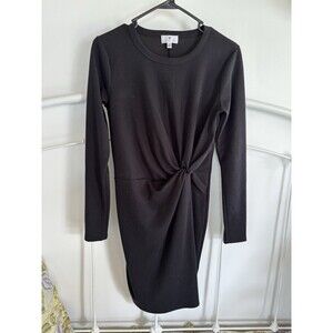 Socialite Black Long Sleeve Twist Front Mini dress little black dress MED